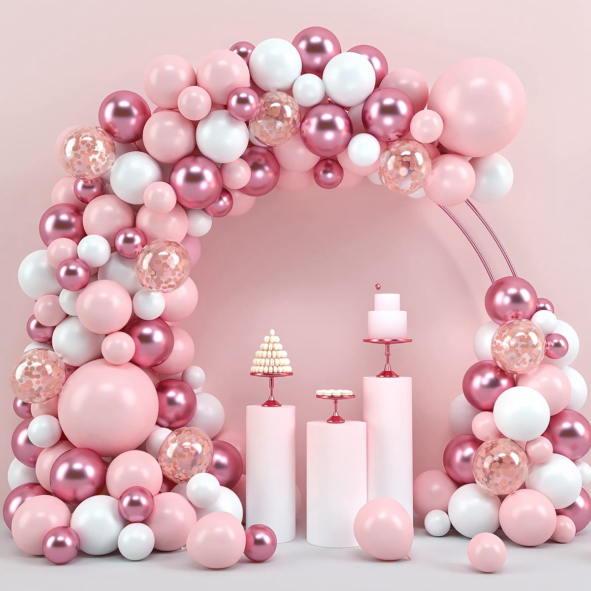 Wedding Day Supply Kit - Balon merah muda Macaron Kit lengkungan