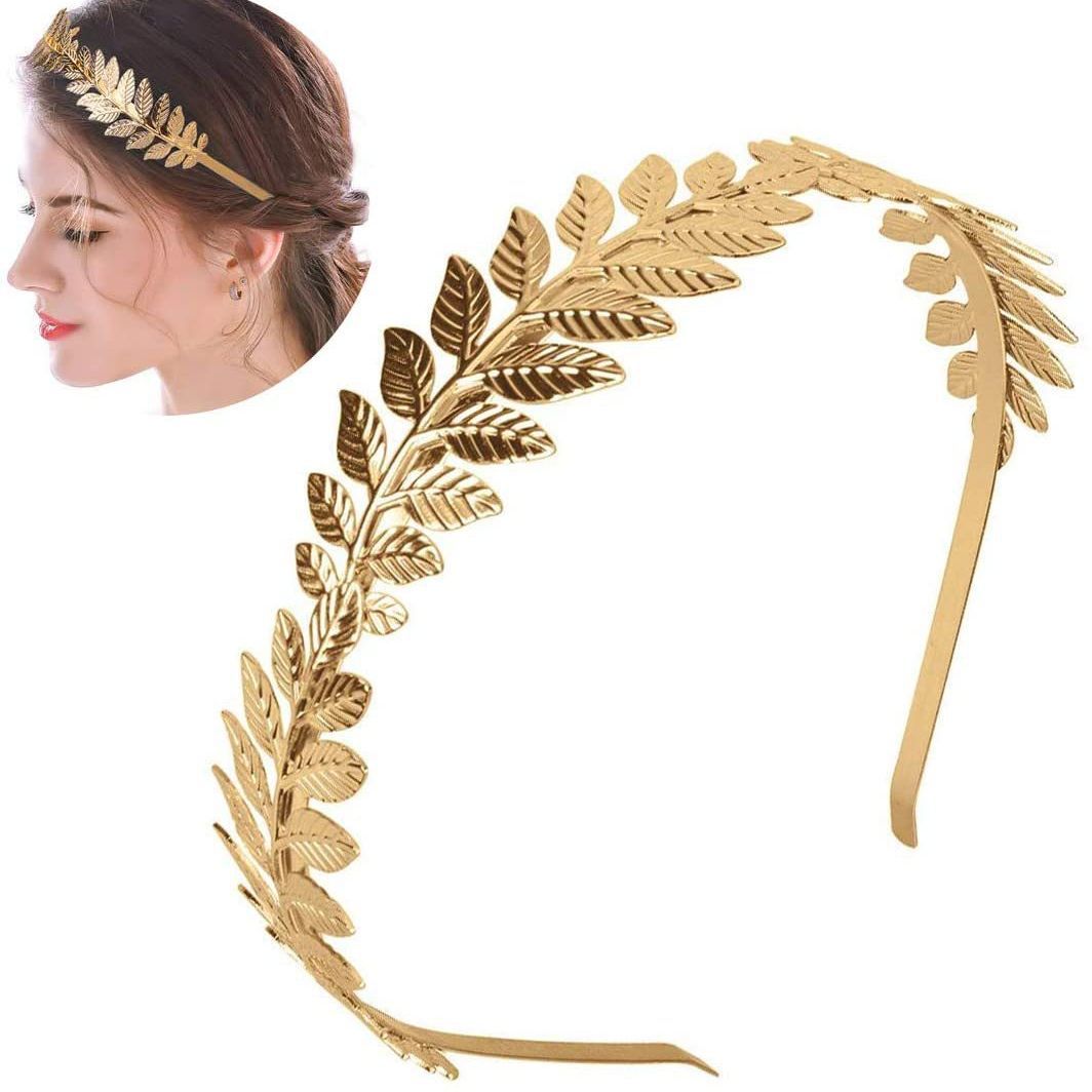 Wedding Supply Store - Bando daun logam emas barok, hiasan