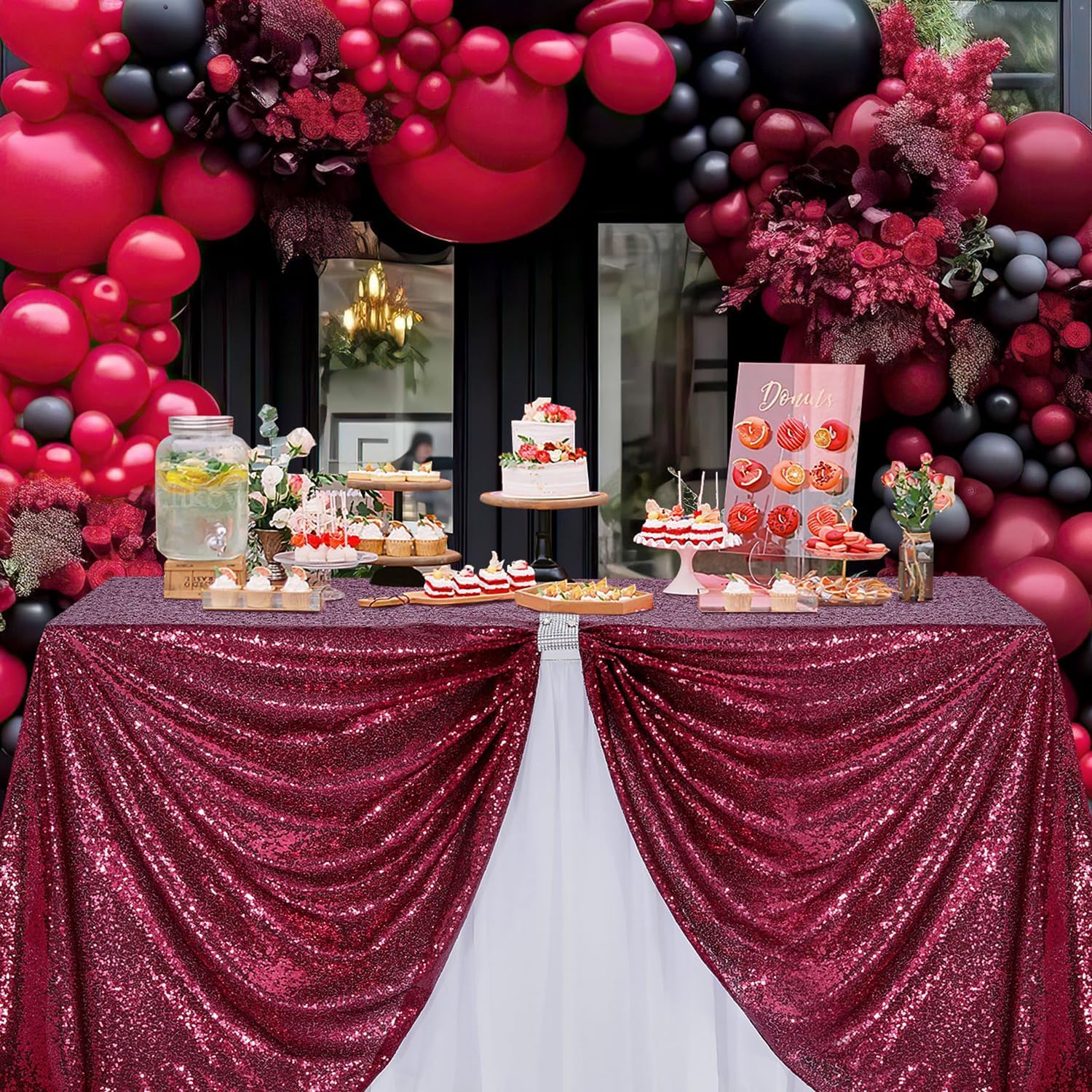 Taplak Meja Payet Burgundy Ber - Table Runner Sequin ulasan dan harga