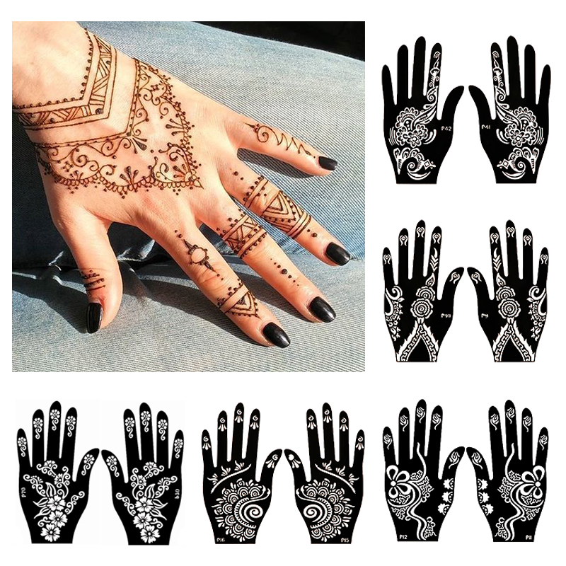 2 buah templat stensil tato He - Indian Wedding Supply ulasan dan harga