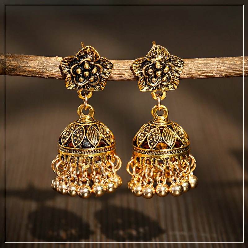 Anting Jhumka Wanita Gaya Boho - Indian Wedding Supply ulasan dan harga